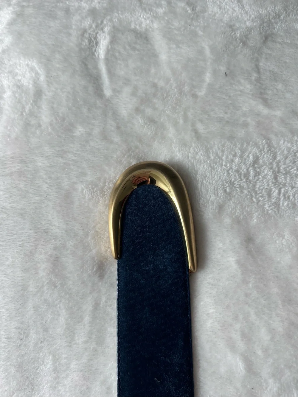 Vintage 80’s/90’s Toledano Genuine Leather Blue Suede Belt Gold Tone Buckle L